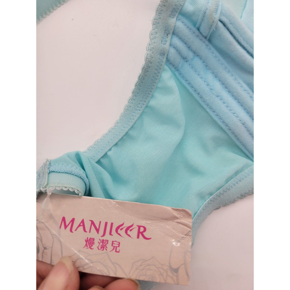 NWT Manjieer Turquoise Floral Lace Full Coverage Underwire T-Shirt Bra B75 - Picture 8 of 8